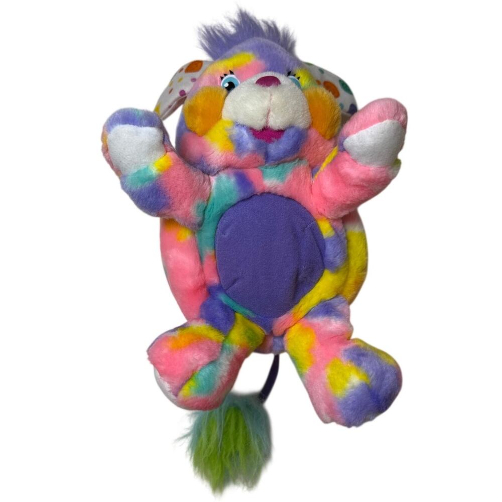 Vintage 2001 Popple Toymax Pixie Doodle Plush Toy Pink Multicolor Tie Dye